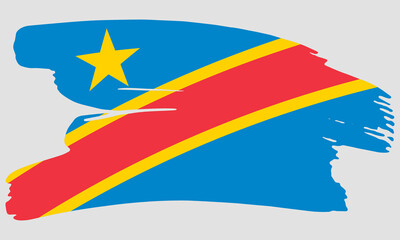 Democratic Republic Congo flag brush paint texture. Grunge DRC flag. Congo emblem brush concept