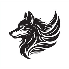 wolf head tattoo silhouette on white background

