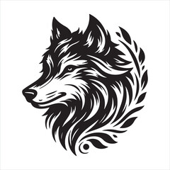 wolf head tattoo silhouette on white background
