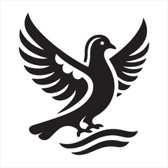 pigeon logo icon  silhouette on white background
