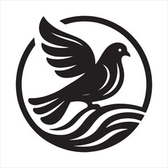 pigeon logo icon  silhouette on white background
