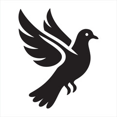 pigeon logo icon  silhouette on white background
