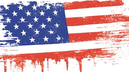 Distressed American flag with red, white, and blue colors.