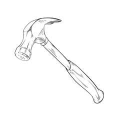 line art drawing illustration of a hammer
