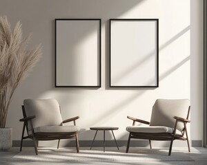 Minimalist Scandinavian Interior Mock-Up Portfolio with Modern Poster Frame