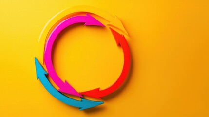 A circle of arrows in motion, with vibrant colors transitioning smoothly, representing the continuous process of feedback loops in learning and development