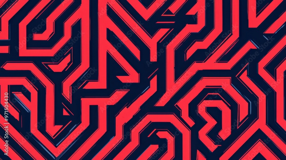 Poster a complex maze with arrows cutting straight through, representing streamlined processes and effectiv