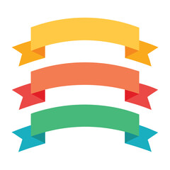 Ribbon Banner Design Vector Set Illustraion png icon on white background