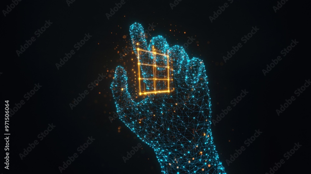 Poster a digital hand holding a glowing checklist, with each item illuminated as part of a well-defined sop