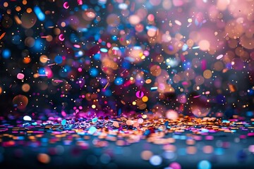 Cosmic Sparkle: A mesmerizing abstract backdrop of vibrant, out-of-focus lights resembling twinkling stars and celestial dust, creating an ethereal and magical atmosphere.  