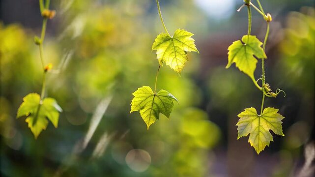 3 moving vine branches and blur background