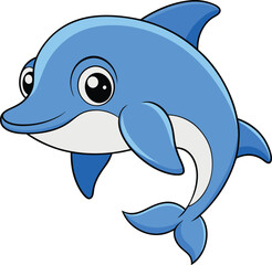 cute dolphin cartoon color vector illustration