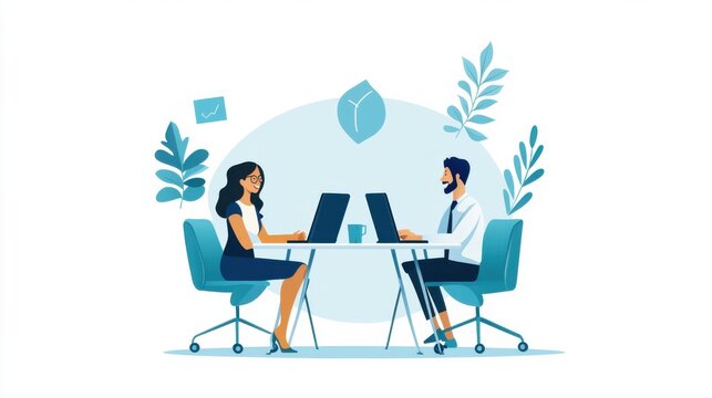 A group of coworkers gather around a table, laughing and discussing ideas with energy. Their collaborative effort is driven by a positive and supportive environment., flat design illustration