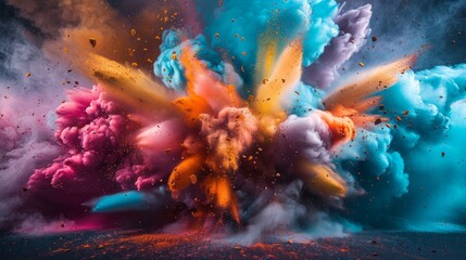 Fototapeta premium Dust and smoke combine to form a colorful background.