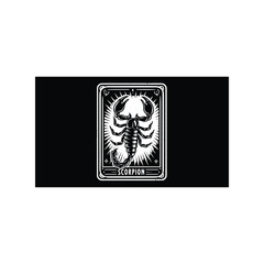 scorpion in Tarot card black and white silhouette illustration