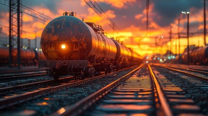 Obraz premium Tanks with fuel being transported by rail