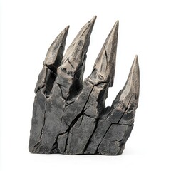 A werewolf claw, fantasy creature element, hyperdetailed, dark grey, isolated on white background