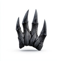 A werewolf claw, fantasy creature element, hyperdetailed, dark grey, isolated on white background