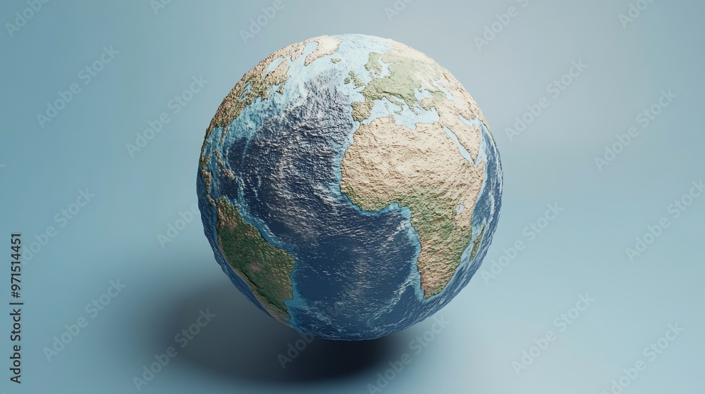 Poster 3d render of earth with a textured surface.