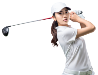 PNG Playing golf portrait sports white background.