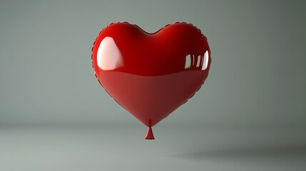 Red heart-shaped balloon isolated against a gray background.
