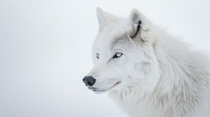 Fototapeta premium Close-up Portrait of a White Wolf with Blue Eyes