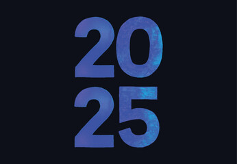 Happy New Year 2025 Blue Watercolor Design Abstract Illustration Vector