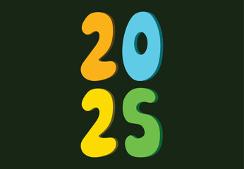 2025 Happy New Year Multicolor Typography Elegant Design Abstract Illustration Vector