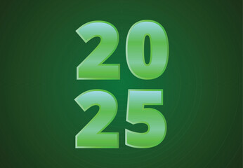 Happy New Year 2025 Green Typography Elegant Design Abstract Illustration Vector