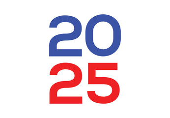 Happy New Year 2025 Typography Blue And Red Design Abstract Illustration Vector