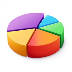Obraz premium 3D Colorful Pie Chart, Data Visualization, Analysis, Graphic Design, Statistics