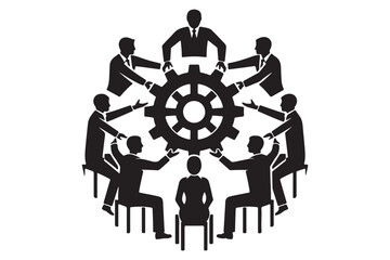 Teamwork silhouette vector illustrations