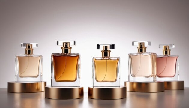 collection of perfume bottles. different flavors. Ai generated