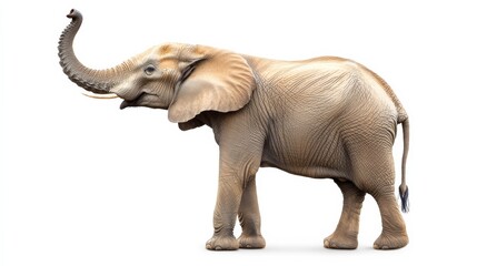 Obraz premium African Elephant Reaching Up, Isolated on White, Animal, Trunk, Wildlife