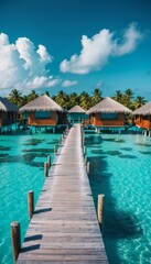 Obraz premium eco villas by the ocean, vertical orientation, phone background, ai generated, ai