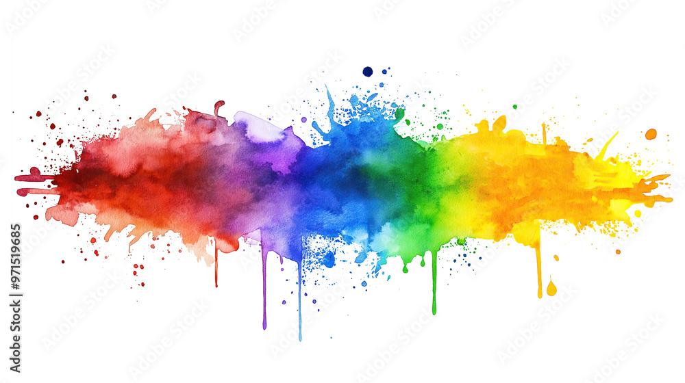 Canvas Prints one single colorful watercolor aquarelle abstract splash stain isolated on white background