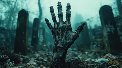 Zombie Hand Reaching From The Grave with generative AI