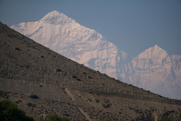 Mt. Nilgiri in the Himalaya seen from Mustang. Mountain images