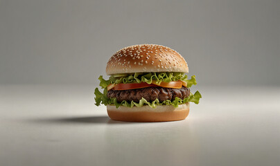 Freshly Made Cheeseburger with Sesame Seed Bun and Tasty Ingredients for Food Lovers