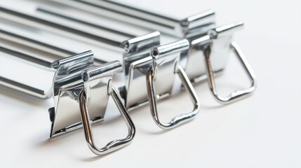Close-up of Silver Metal Binder Clips, Metal, Shiny, Clips, Office Supply