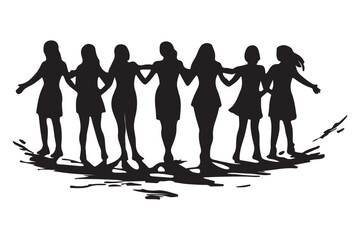 Teamwork silhouette vector illustrations