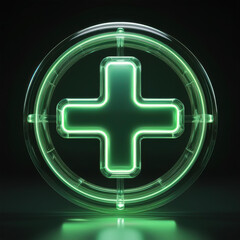 Fototapeta premium Medical service sign, plaque, equilateral cross green color