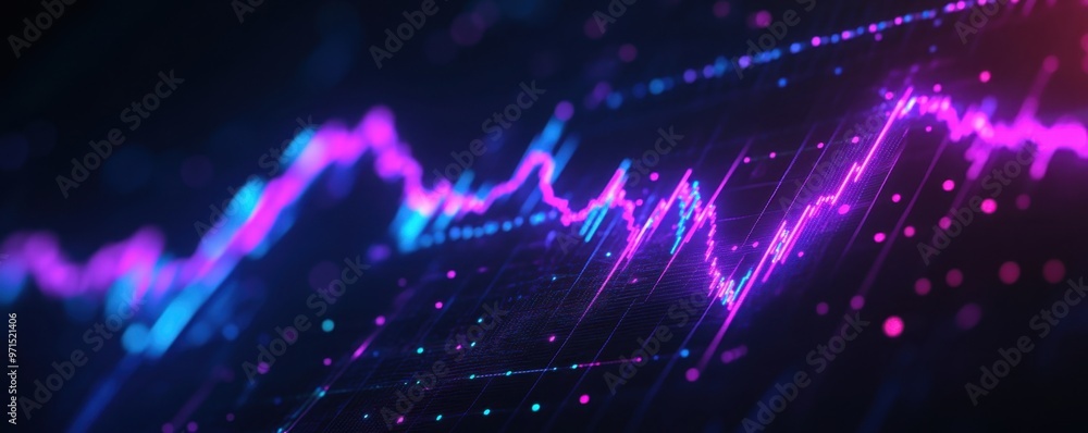 Poster a stock market graph with sharp, upward lines indicating an upward trend in the business world the b