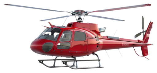 PNG  Red helicopter isolated on white.