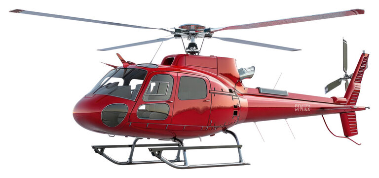 Fototapeta PNG  Red helicopter isolated on white.