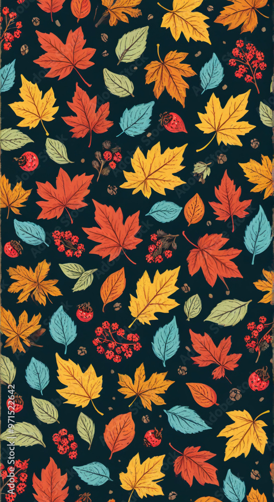 Poster autumn leaves seamless pattern