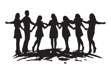 Teamwork silhouette vector illustrations