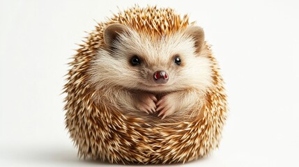Obraz premium Hedgehog Portrait Closeup of a Cute Hedgehog with Spikes, Isolated on White, Animal Photography, Hedgehog, Pet, Nature