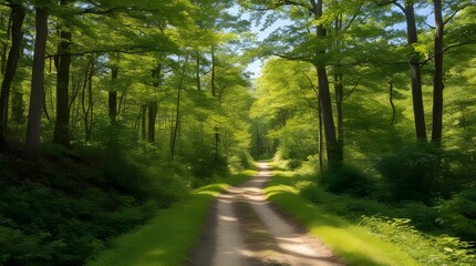 Obraz premium Forest Trail with Green Trees