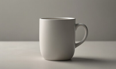 Obraz premium Minimalist White Coffee Mug Without Handle on Plain Surface with Natural Lighting